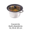 Couvercle en verre et silicone noir multidiamètre 16, 18 et 20 cm Mathon