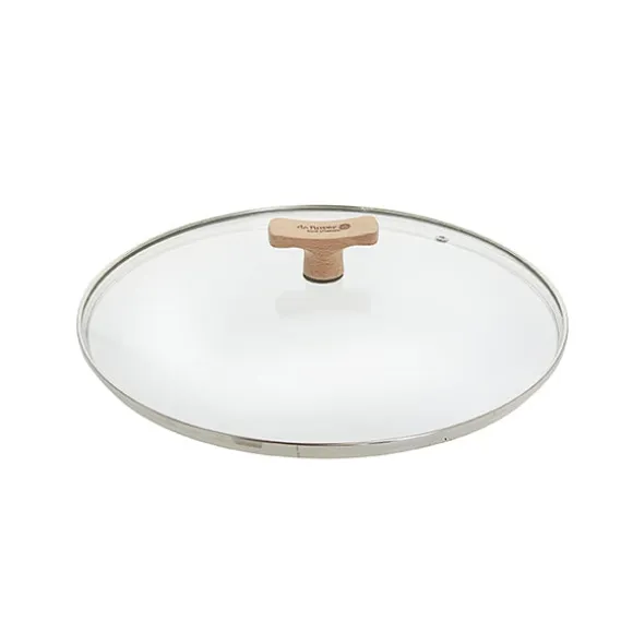 Couvercle verre 24 cm bouton bois de hêtre De Buyer