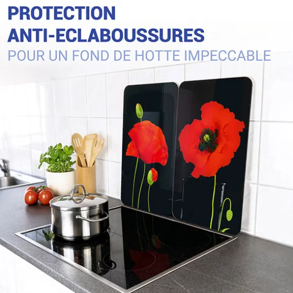 2 couvre-plaques protection motif coquelicots Wenko by Maximex
