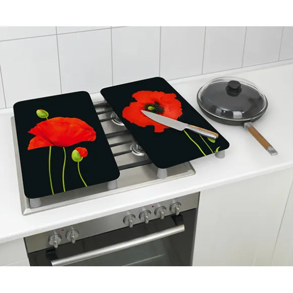 2 couvre-plaques protection motif coquelicots Wenko by Maximex