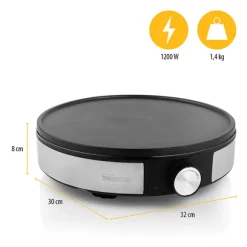 Crêpière électrique 30 cm avec thermostat 1200 W grise BP-2638 Tristar
