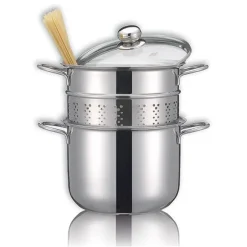 Cuiseur à pâtes en inox 18 10 avec couvercle en verre 22 cm 5 L Inoxriv