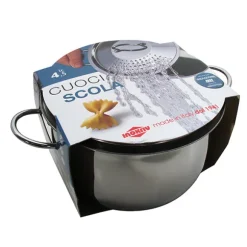 Cuit-pâtes en inox avec couvercle égouttoir 20 cm 4,5 L Inoxriv