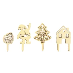 4 décorations Noël bois pour gâteaux Scrapcooking