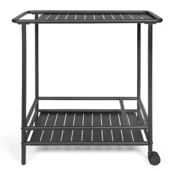 Desserte de jardin à roulettes en métal noir Livoo