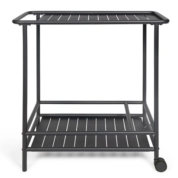 Desserte de jardin à roulettes en métal noir Livoo