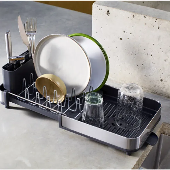 Egouttoir vaisselle compact et extensible en inox gris Extend™ Joseph Joseph