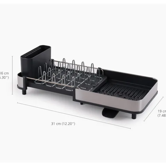 Egouttoir vaisselle compact et extensible en inox gris Extend™ Joseph Joseph