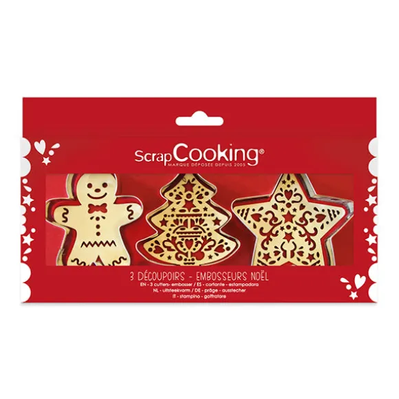 3 emporte-pièces et embosseurs Noël Scrapcooking