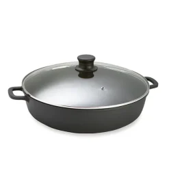 Faitout fonte avec couvercle en verre 36 cm noir Lacor