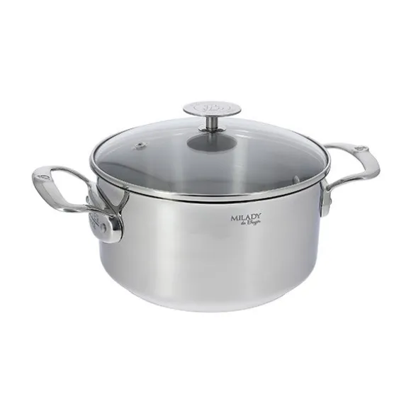 Faitout inox Milady avec couvercle en verre 20 cm 3 L De Buyer