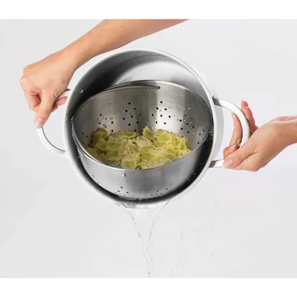 Faitout multifonction cuiseur vapeur et cuit pâtes avec panier passoire rotatif en inox et couvercle en verre 24 cm 6,7 L Mathon