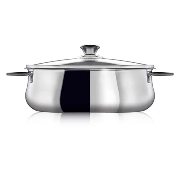 Faitout ovale Superchef 30 cm avec couvercle en verre et grille Inoxriv