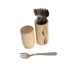6 fourchettes à huitres + fourreau en bois Roger Orfèvre