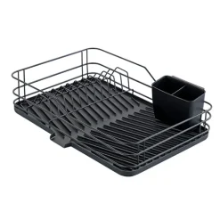 Égouttoir vaisselle noir avec tapis égouttoir Wenko by Maximex