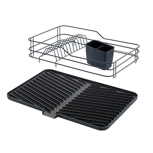 Égouttoir vaisselle noir avec tapis égouttoir Wenko by Maximex