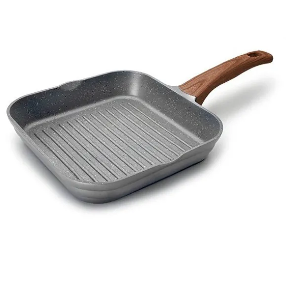 Grill carré Stilo avec poignée imitation bois 24 cm Lacor