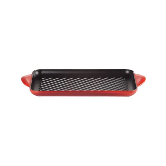 Grill rectangulaire fonte émaillée 32 cm Cerise Le Creuset