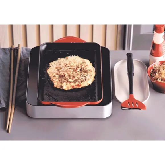 Grill rectangulaire fonte émaillée 32 cm Cerise Le Creuset