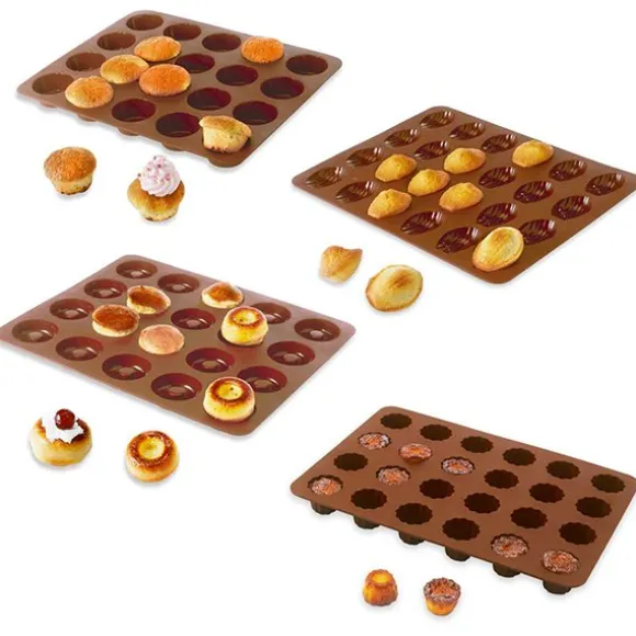 Lot assortiment 4 mini pâtisseries: mini savarins, muffins, canelés et madeleines Mathon