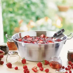 Lot Bassine à confiture 38 cm et 100 étiquettes autocollantes décor fruits