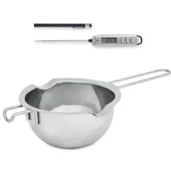 Lot bol bain-marie inox 750 ml et thermomètre digital de cuisine à sonde Mathon