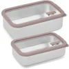 Lot 2 boîtes de conservation rectangulaire en inox avec couvercles en verre 700 ml et 1,65 L compatibles micro-ondes Mathon