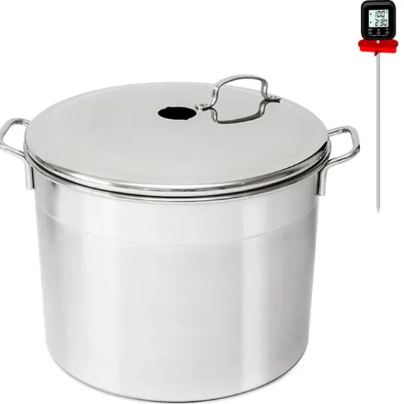Lot bouilleur en inox 6 bocaux 24 L Guillouard et thermomètre digital à déclenchement automatique avec tige inox 25 cm Nogent