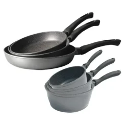 Lot 3 casseroles et 3 poêles revêtement Dur comme la pierre Mathon
