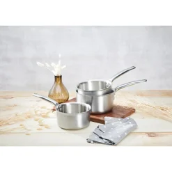 Lot 3 casseroles inox Alchimy 16, 18 et 20 cm De Buyer