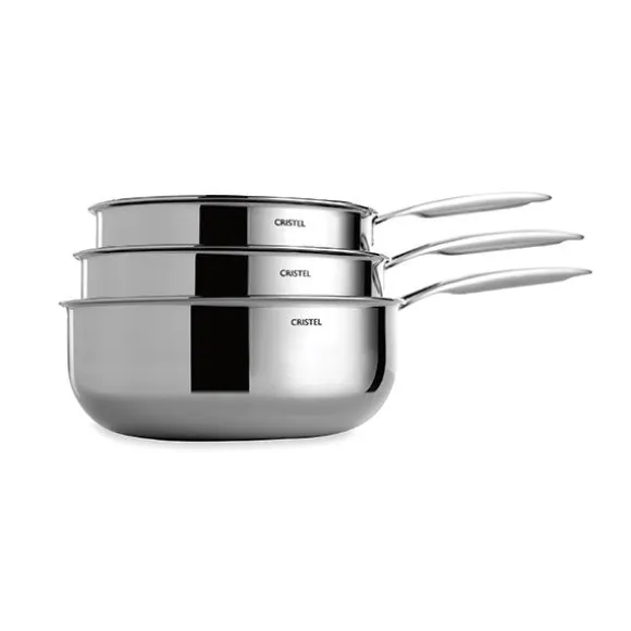 Lot 3 casseroles inox Castel'Pro 16,18 et 20 cm Cristel