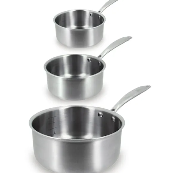 Lot 3 casseroles inox Triply 16, 18, 20 cm Menastyl