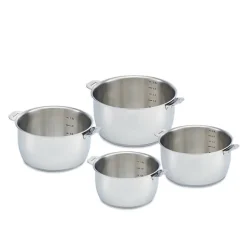 Lot 4 casseroles Select en inox 14, 16, 18 et 20 cm et manche amovible Evolution Clickfix noir Beka
