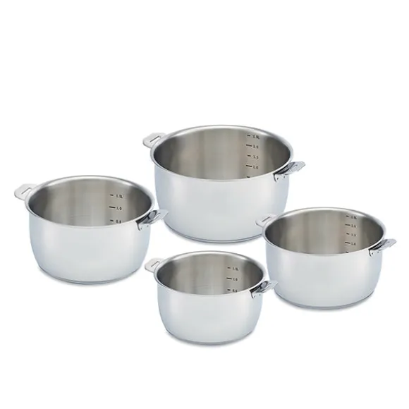 Lot 4 casseroles Select en inox 14, 16, 18 et 20 cm et manche amovible Evolution Clickfix noir Beka