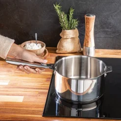 Lot 4 casseroles tout inox Clips’Inox 14, 16, 18 et 20 cm et manche amovible Mathon