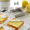 Lot 4 cercles à tarte perforés en inox carré 8 cm Mathon
