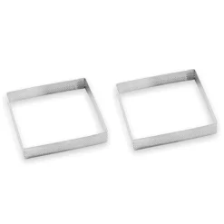 Lot 2 cercles à tarte perforés en inox carré 12 cm Mathon