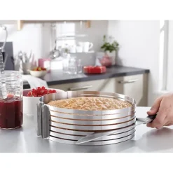 Lot cercle à trancher et cercle à gâteau extensibles inox Mathon