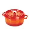 Lot cocotte en fonte ronde orange 28 cm 5,6 L et 2 gants anti-chaleur grand modèle (taille 10) Mathon