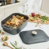 Lot cocotte légère rectangulaire 7,7 L en fonte d’aluminium 34,5 cm et 2 gants antichaleur grand modèle Mathon