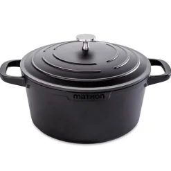 Lot cocotte légère ronde fonte aluminium 24 cm 4,5 L et panier vapeur multidiamètre Mathon