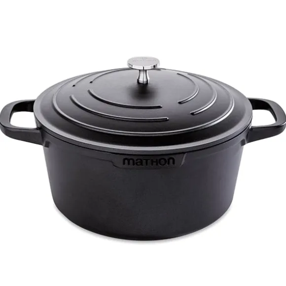 Lot cocotte légère ronde fonte aluminium 24 cm 4,5 L et panier vapeur multidiamètre Mathon