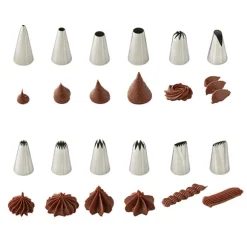 Lot coffret 12 douilles inox et 24 poches pâtissières Mathon