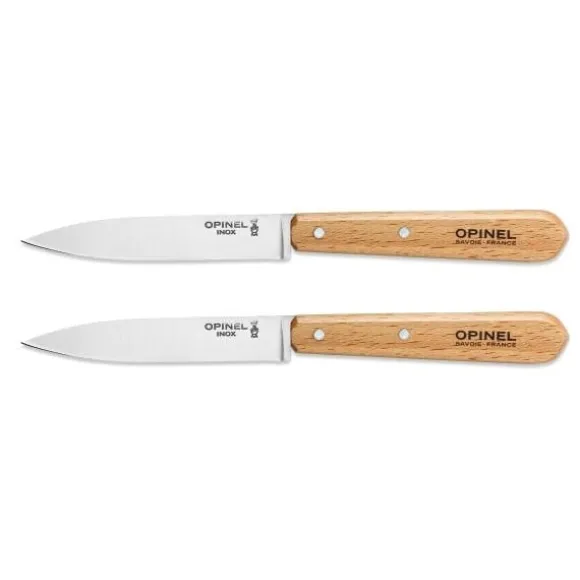Lot 2 Couteaux office N°112 lame lisse inox 10 cm naturel Opinel
