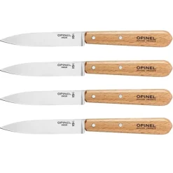 Lot 4 couteaux office N°112 lames lisses inox 10 cm couleur naturel Opinel