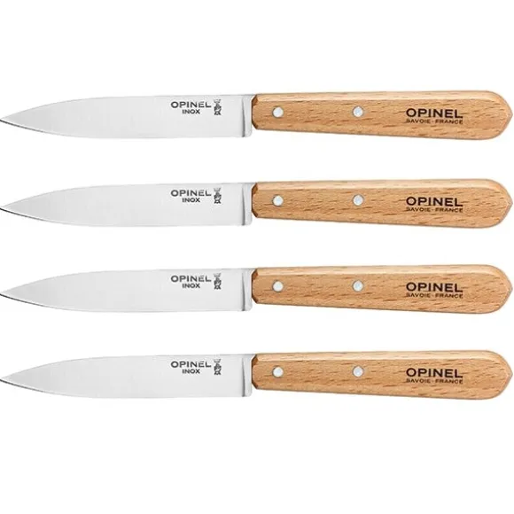 Lot 4 couteaux office N°112 lames lisses inox 10 cm couleur naturel Opinel