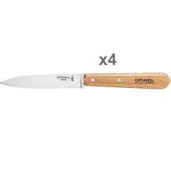Lot 4 couteaux office N°112 lames lisses inox 10 cm couleur naturel Opinel