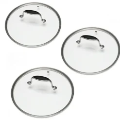 Lot 3 couvercles en verre Excell'Inox 16, 18 et 20 cm Mathon