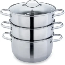 Lot cuiseur vapeur inox 26 cm 2 paniers Mathon