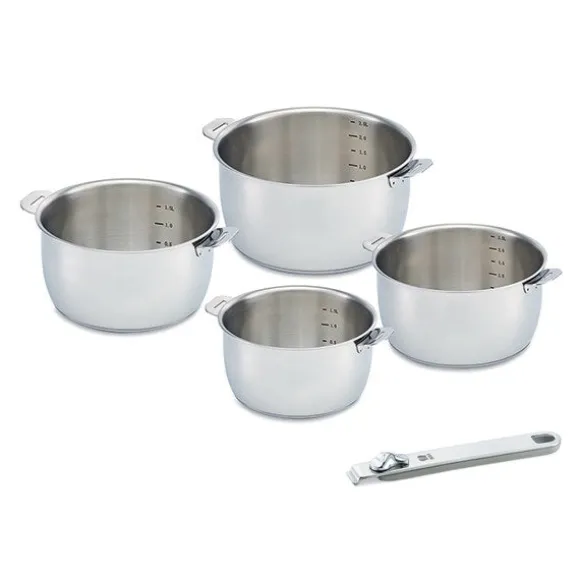 Lot de 4 casseroles Select et poignée amovible grise Beka